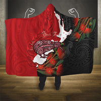 Kiwi New Zealand Personalised Hooded Blanket NZ Map Pohutukawa Fern Maori Pattern LT22 - Polynesian Pride