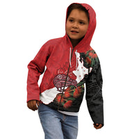 Kiwi New Zealand Personalised Kid Hoodie NZ Map Pohutukawa Fern Maori Pattern LT22 - Polynesian Pride