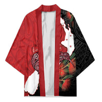 Kiwi New Zealand Personalised Kimono NZ Map Pohutukawa Fern Maori Pattern LT22 Unisex Red - Polynesian Pride