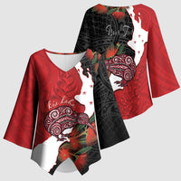 Kiwi New Zealand Personalised Kimono Sleeve Blouse NZ Map Pohutukawa Fern Maori Pattern LT22 - Polynesian Pride