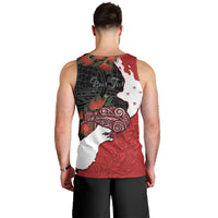 Kiwi New Zealand Personalised Men Tank Top NZ Map Pohutukawa Fern Maori Pattern LT22 - Polynesian Pride