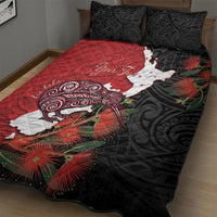 Kiwi New Zealand Personalised Quilt Bed Set NZ Map Pohutukawa Fern Maori Pattern LT22 - Polynesian Pride