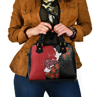Kiwi New Zealand Personalised Shoulder Handbag NZ Map Pohutukawa Fern Maori Pattern LT22 - Polynesian Pride