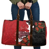 Kiwi New Zealand Personalised Travel Bag NZ Map Pohutukawa Fern Maori Pattern LT22 Red - Polynesian Pride