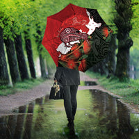 Kiwi New Zealand Personalised Umbrella NZ Map Pohutukawa Fern Maori Pattern LT22 - Polynesian Pride