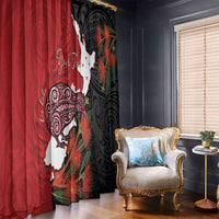 Kiwi New Zealand Personalised Window Curtain NZ Map Pohutukawa Fern Maori Pattern LT22 - Polynesian Pride