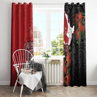 Kiwi New Zealand Personalised Window Curtain NZ Map Pohutukawa Fern Maori Pattern LT22 - Polynesian Pride