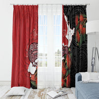 Kiwi New Zealand Personalised Window Curtain NZ Map Pohutukawa Fern Maori Pattern LT22 - Polynesian Pride