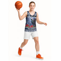 New Zealand Tui Bird Christmas Basketball Jersey Pohutukawa Xmas Tree Meri Kirihimete