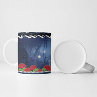 New Zealand Tui Bird Christmas Ceramic Mug Pohutukawa Xmas Tree Meri Kirihimete