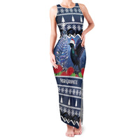 New Zealand Tui Bird Christmas Family Matching Tank Maxi Dress and Hawaiian Shirt Pohutukawa Xmas Tree Meri Kirihimete