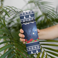 New Zealand Tui Bird Christmas Skinny Tumbler Pohutukawa Xmas Tree Meri Kirihimete