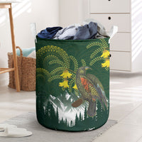 Kea Bird Kowhai New Zealand Laundry Basket Mountain Landscape Maori Art LT22 Green - Polynesian Pride