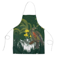 Kea Bird Kowhai New Zealand Apron Mountain Landscape Maori Art LT22 Green - Polynesian Pride