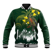 Kea Bird Kowhai New Zealand Baseball Jacket Mountain Landscape Maori Art
