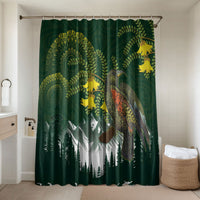 Kea Bird Kowhai New Zealand Bathroom Set Mountain Landscape Maori Art LT22 Shower Curtain Only Green - Polynesian Pride