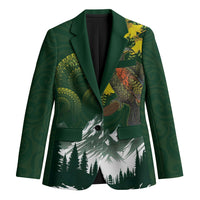 Kea Bird Kowhai New Zealand Blazer Mountain Landscape Maori Art LT22 Unisex Green - Polynesian Pride