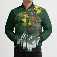 Kea Bird Kowhai New Zealand Bomber Puffer Jacket Mountain Landscape Maori Art LT22 - Polynesian Pride