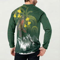 Kea Bird Kowhai New Zealand Button Sweatshirt Mountain Landscape Maori Art LT22 - Polynesian Pride