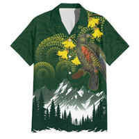 Kea Bird Kowhai New Zealand Family Matching Off Shoulder Maxi Dress and Hawaiian Shirt Mountain Landscape Maori Art