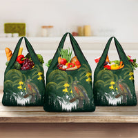 Kea Bird Kowhai New Zealand Grocery Bag Mountain Landscape Maori Art LT22 3-pack One Size Green - Polynesian Pride