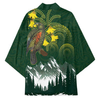Kea Bird Kowhai New Zealand Kimono Mountain Landscape Maori Art LT22 - Polynesian Pride
