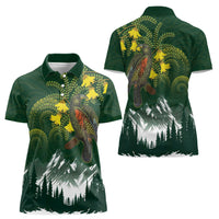 Kea Bird Kowhai New Zealand Women Polo Shirt Mountain Landscape Maori Art