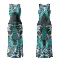 New Zealand Kotiate Weapon Couples Matching Tank Maxi Dress and Long Sleeve Button Shirt Aotearoa Mango Paua Shell Maori Pattern LT22 - Polynesian Pride