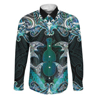 New Zealand Kotiate Weapon Family Matching Off Shoulder Short Dress and Hawaiian Shirt Aotearoa Mango Paua Shell Maori Pattern LT22 Daughter's Dress Blue - Polynesian Pride
