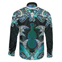 New Zealand Kotiate Weapon Family Matching Off Shoulder Short Dress and Hawaiian Shirt Aotearoa Mango Paua Shell Maori Pattern LT22 Son's Shirt Blue - Polynesian Pride