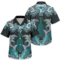 New Zealand Kotiate Weapon Family Matching Tank Maxi Dress and Hawaiian Shirt Aotearoa Mango Paua Shell Maori Pattern LT22 Son's Shirt Blue - Polynesian Pride