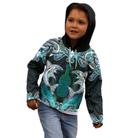 New Zealand Kotiate Weapon Kid Hoodie Aotearoa Mango Paua Shell Maori Pattern