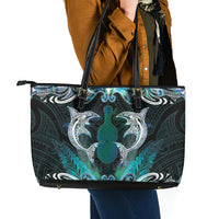 New Zealand Kotiate Weapon Leather Tote Bag Aotearoa Mango Paua Shell Maori Pattern