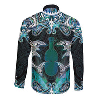 New Zealand Kotiate Weapon Long Sleeve Button Shirt Aotearoa Mango Paua Shell Maori Pattern LT22 - Polynesian Pride