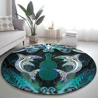 New Zealand Kotiate Weapon Round Carpet Aotearoa Mango Paua Shell Maori Pattern