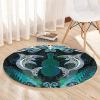 New Zealand Kotiate Weapon Round Carpet Aotearoa Mango Paua Shell Maori Pattern