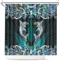 New Zealand Kotiate Weapon Shower Curtain Aotearoa Mango Paua Shell Maori Pattern