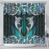 New Zealand Kotiate Weapon Shower Curtain Aotearoa Mango Paua Shell Maori Pattern