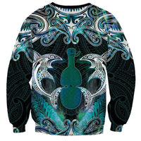 New Zealand Kotiate Weapon Sweatshirt Aotearoa Mango Paua Shell Maori Pattern