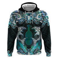 New Zealand Kotiate Weapon Zip Hoodie Aotearoa Mango Paua Shell Maori Pattern