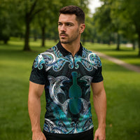 New Zealand Kotiate Weapon Zipper Polo Shirt Aotearoa Mango Paua Shell Maori Pattern LT22 - Polynesian Pride