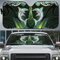 New Zealand Mere Pounamu Weapon Auto Sun Shade Aotearoa Mango Paua Shell Maori Pattern