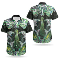 New Zealand Mere Pounamu Weapon Couples Matching Off Shoulder Maxi Dress and Hawaiian Shirt Aotearoa Mango Paua Shell Maori Pattern LT22 - Polynesian Pride