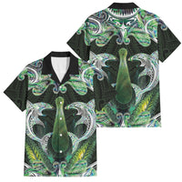 New Zealand Mere Pounamu Weapon Family Matching Long Sleeve Bodycon Dress and Hawaiian Shirt Aotearoa Mango Paua Shell Maori Pattern LT22 Dad's Shirt - Short Sleeve Green - Polynesian Pride