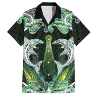 New Zealand Mere Pounamu Weapon Family Matching Off Shoulder Maxi Dress and Hawaiian Shirt Aotearoa Mango Paua Shell Maori Pattern LT22 Dad's Shirt - Short Sleeve Green - Polynesian Pride