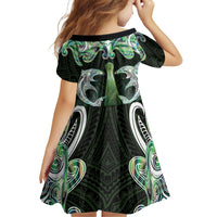 New Zealand Mere Pounamu Weapon Family Matching Short Sleeve Bodycon Dress and Hawaiian Shirt Aotearoa Mango Paua Shell Maori Pattern