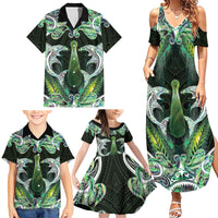 New Zealand Mere Pounamu Weapon Family Matching Summer Maxi Dress and Hawaiian Shirt Aotearoa Mango Paua Shell Maori Pattern LT22 - Polynesian Pride