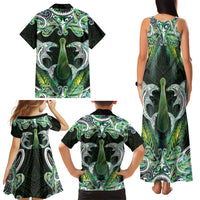New Zealand Mere Pounamu Weapon Family Matching Tank Maxi Dress and Hawaiian Shirt Aotearoa Mango Paua Shell Maori Pattern LT22 Mom's Dress Green - Polynesian Pride