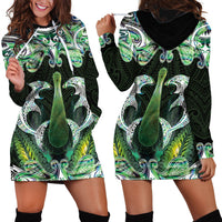 New Zealand Mere Pounamu Weapon Hoodie Dress Aotearoa Mango Paua Shell Maori Pattern