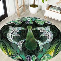New Zealand Mere Pounamu Weapon Round Carpet Aotearoa Mango Paua Shell Maori Pattern